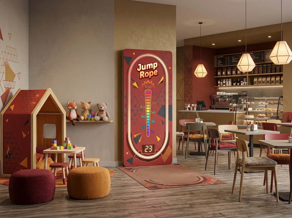 Compact interactive corner in a cosy café-bar